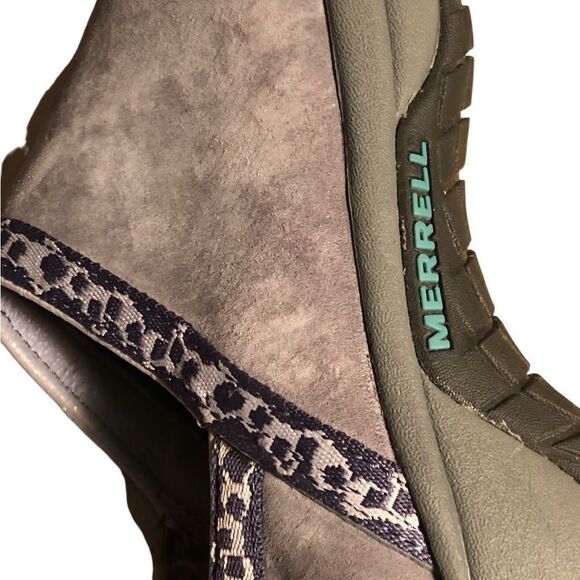 Merrell Encore Adams Gray Blue Women’s Slip On Suede Comfort Shoe Air Cushioned - Picture 6 of 9